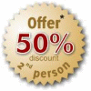 Oferta 50% dto. segunda persona